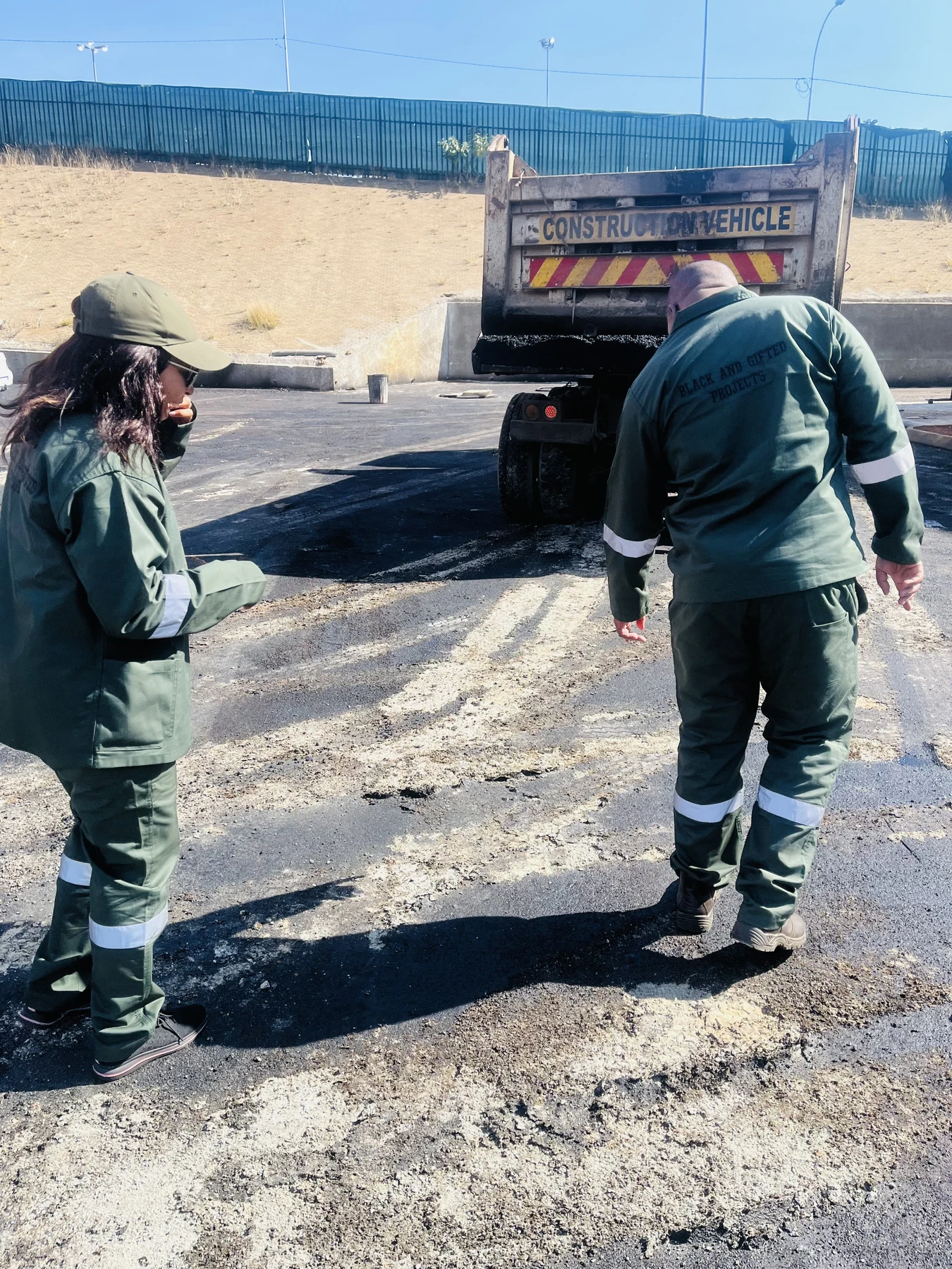 BG Projects team and tipper truck during surfacing works